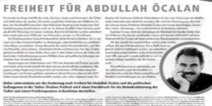 Alman Gazetelerinde ‘Öcalan’a özgürlük’ ilanı 