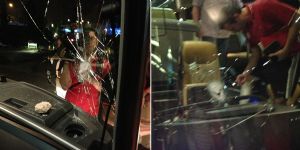 Galatasaray otobüsüne İzmir’de taşlı saldırı!