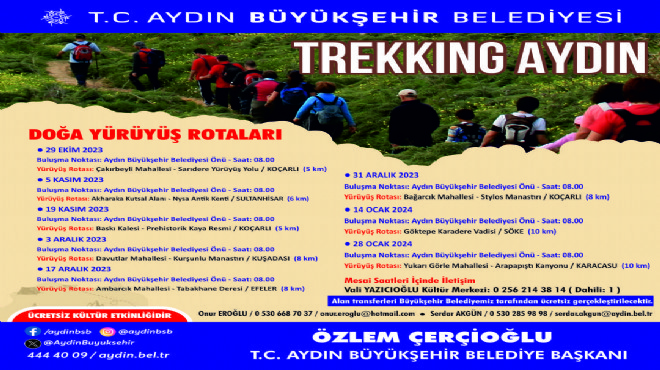 Aydın Büyükşehir Belediyesi doğaseverleri  Trekking Aydın  etkinliği ile buluşturuyor