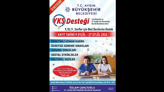 Aydın Büyükşehir den YKS ye hazırlanan gençlere destek