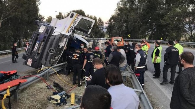 Aydın da beton mikseri devrildi: 1 ölü,1 yaralı