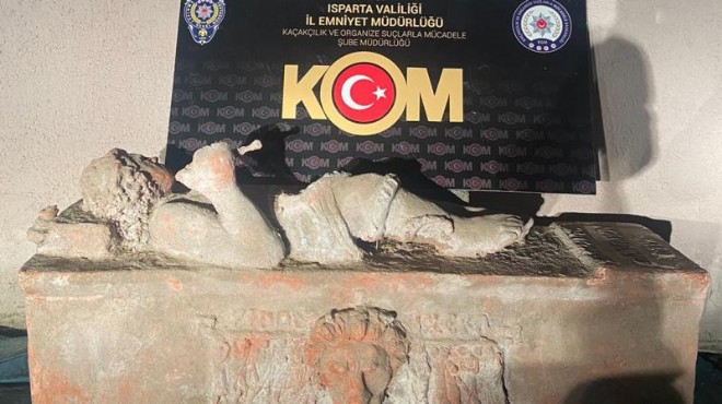 Burdur da Roma dönemine ait lahit ele geçirildi