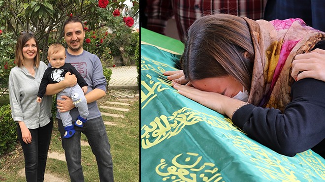 Depremde can veren çift ve 2 yaşındaki çocukları toprağa verildi