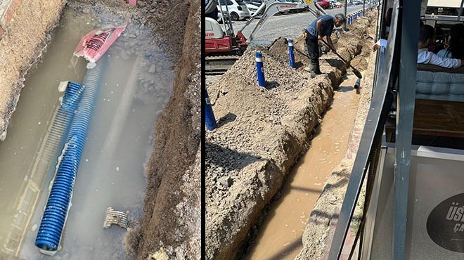 Gediz su borusunu patlattı... Kordon susuz kaldı