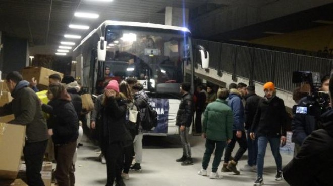 Göztepe taraftarlarından seferberlik... 5 otobüs malzeme deprem bölgesine!