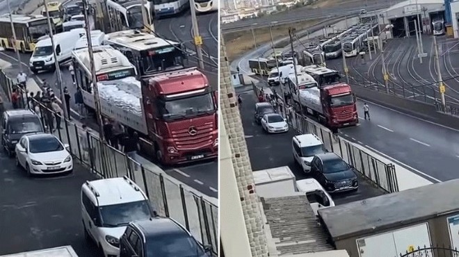 İETT otobüsü TIR a çarptı: Yaralılar var!