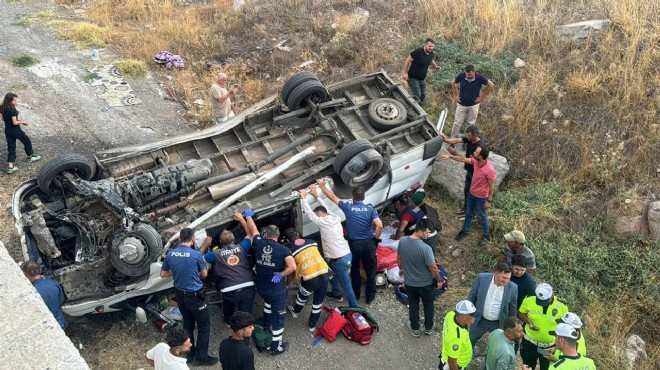 İşçi minibüsü devrildi: 14 kişi yaralandı!