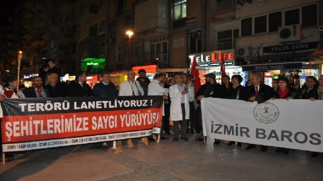 İzmir de meslek örgütlerinden teröre tepki eylemi