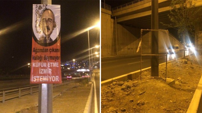 İzmir’de pankart gerginliği: AK Partililer astı, CHP söktü, zabıta kovaladı!