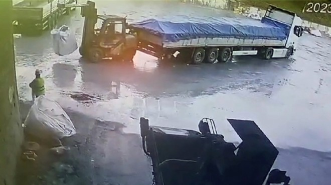 Korkunç son: Forklift ile dorse arasına sıkıştı!