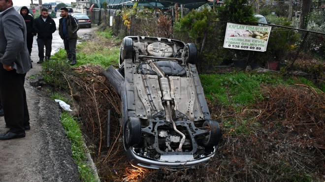 Manisa da otomobil devrildi: 3 kişi yaralandı
