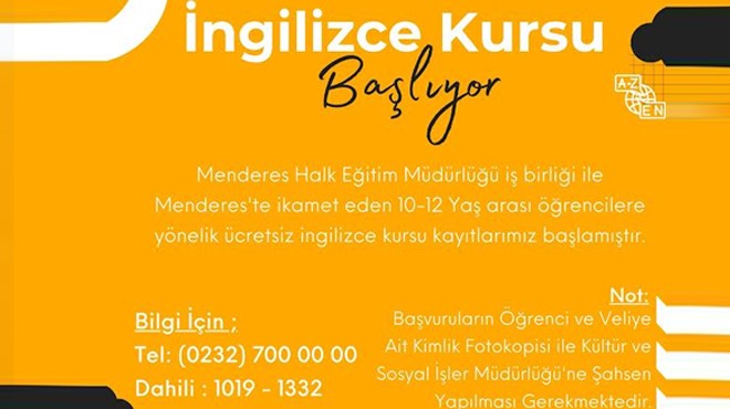 Menderes’te İngilizce kursu başlıyor!