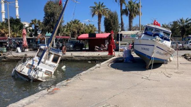 Muğla da fırtına sonrası tekne battı!