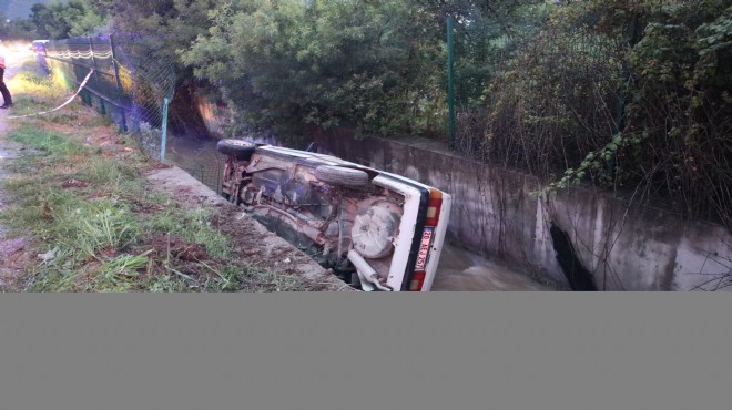 Otomobil sulama kanalına devrildi: 1 yaralı!
