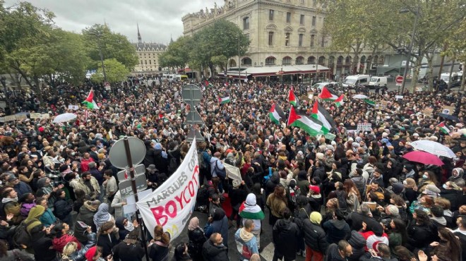 Paris te yasağa rağmen Filistin e destek gösterisi