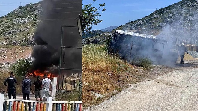 Park halindeki minibüsü ateşe verdi