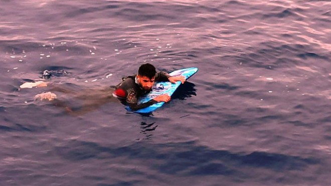 Sörf tahtasıyla Yunanistan a geçmek isterken yakalandı